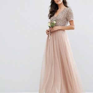 ASOS Exclusive V neck Tulle dress with sequins